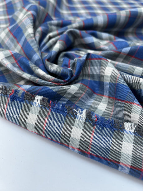 Cotton Tweed Gray-Blue Checked