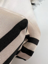 Printed Polyester Sateen Fabric Beige Black