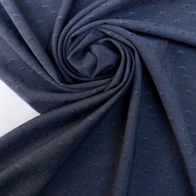 Italian Wool Printed Fabric Blue Black