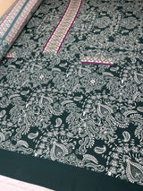 Viscose Batiste Printed Paisley Purple-Green