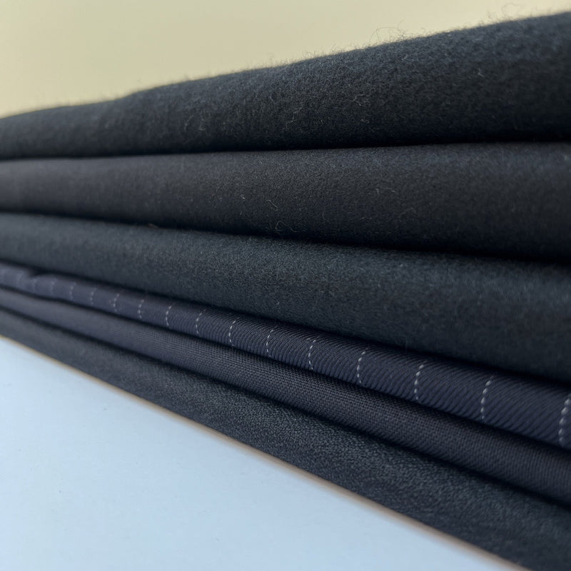 Wool Crepe Blue Black Italian