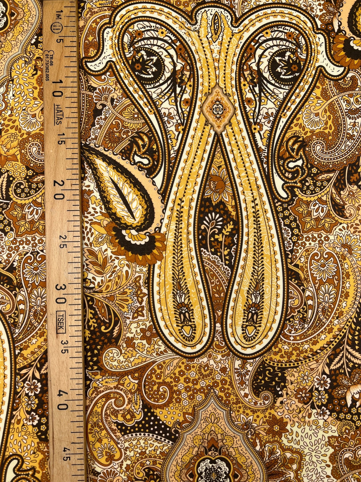 Viscose Staple Printed Yellow Brown Paisley