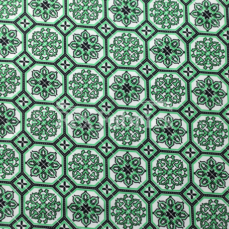 Fabric Tiles Nylon Spandex Fabric - Kelly Black Geometric Tiles Print, 58/60" Width (1 Yard)