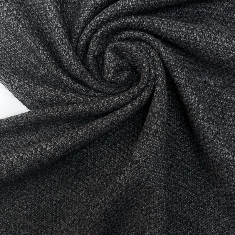 Italian Fused Knitted Acrylic Wool Fabric Gray Black