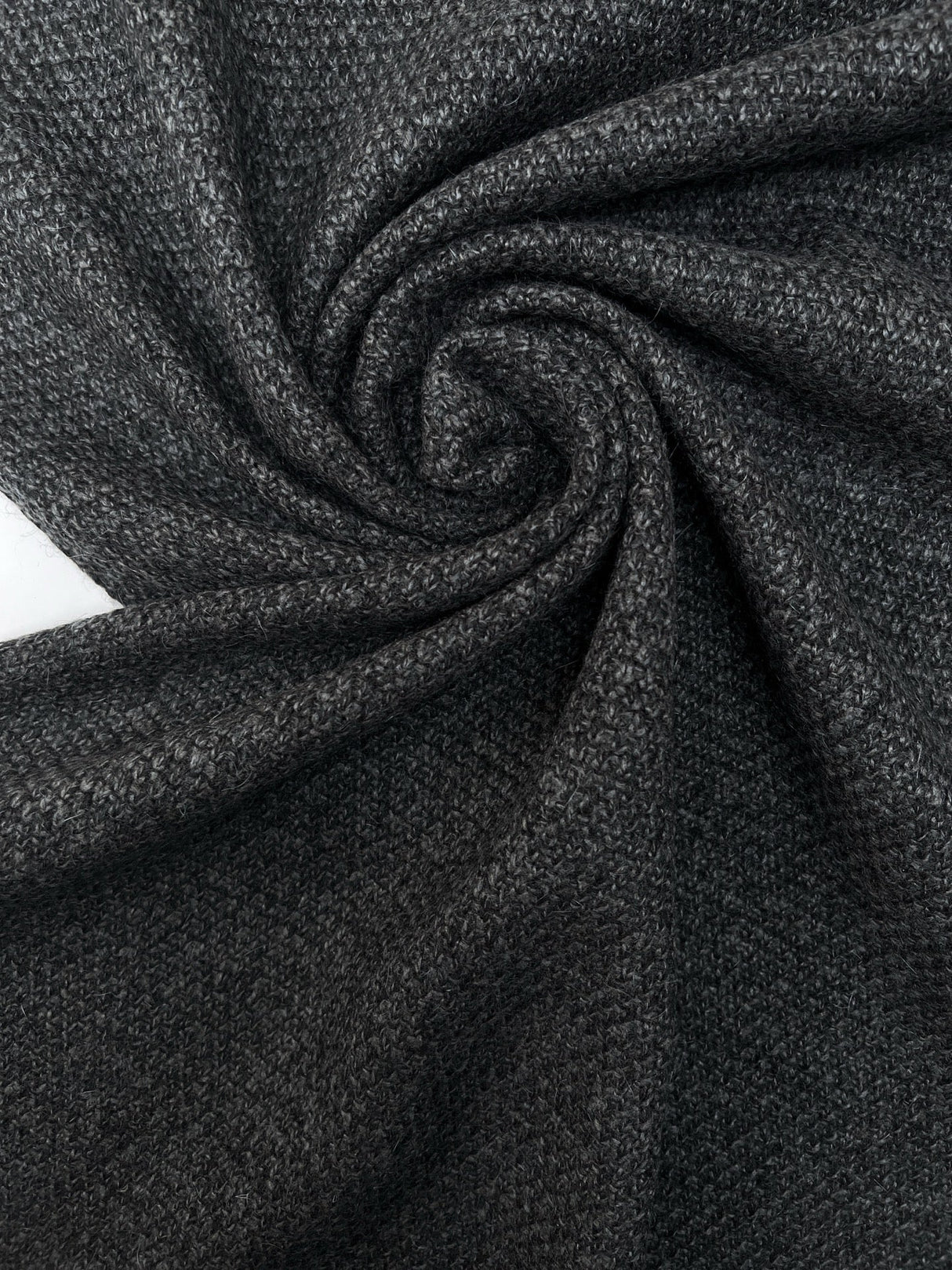 Italian Fused Knitted Acrylic Wool Fabric Gray Black