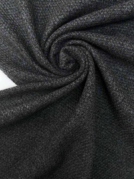 Italian Fused Knitted Acrylic Wool Fabric Gray Black