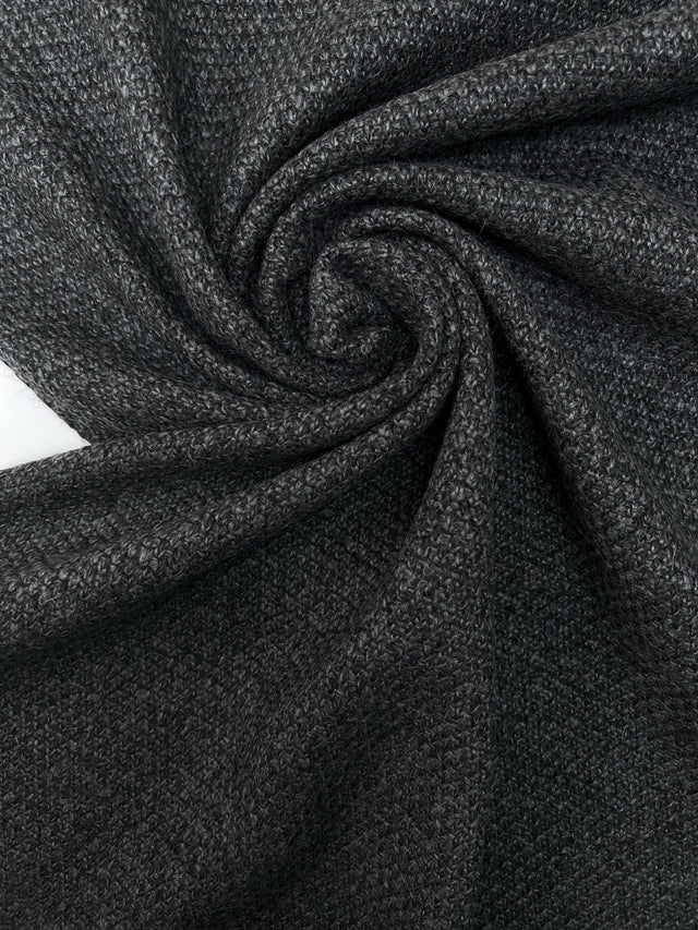 Italian Fused Knitted Acrylic Wool Fabric Gray Black