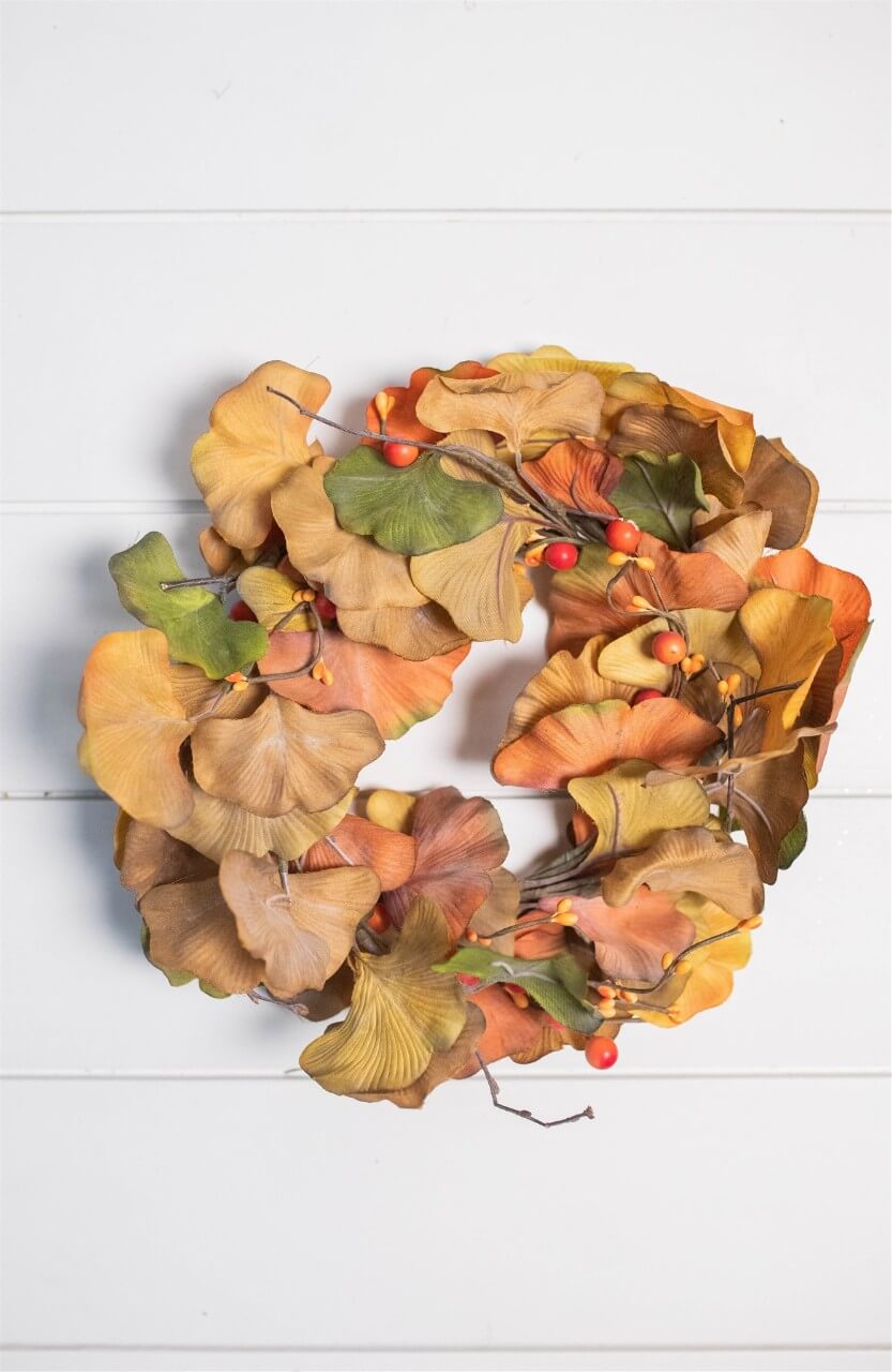 8" Multicolor Fall Leaves Candle Ring