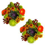 Fall Hen Flower Bouquets Assorted Colors 2 Pack 28 Stems