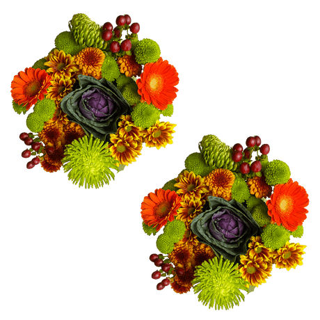 Fall Hen Flower Bouquets Assorted Colors 2 Pack 28 Stems