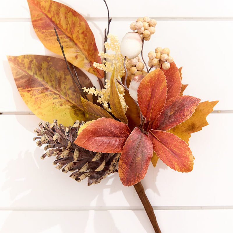 14" Pinecone, Berry & Leaves Pick
