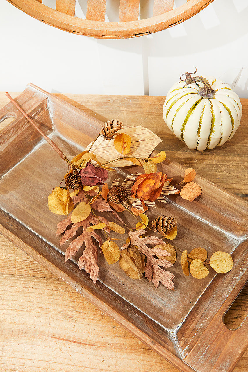 18'' Dry Leaf Lantern Fruit Spray
