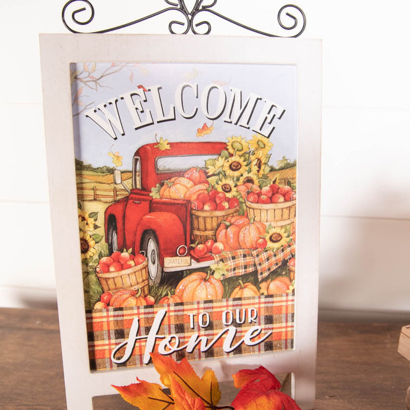 17.9” Wood Harvest Tabletop Décor with Easel