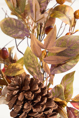 28" Fall Leaves and Pinecone Spray