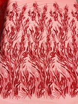 Fancy Vine Beaded Lace Polyester Fabric - Hand Beaded Vine Pattern, 54" Width (1 Yard)