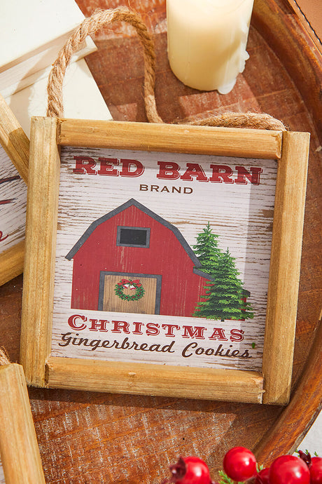 5.5" Wood Holiday Scene Hanging Sign
