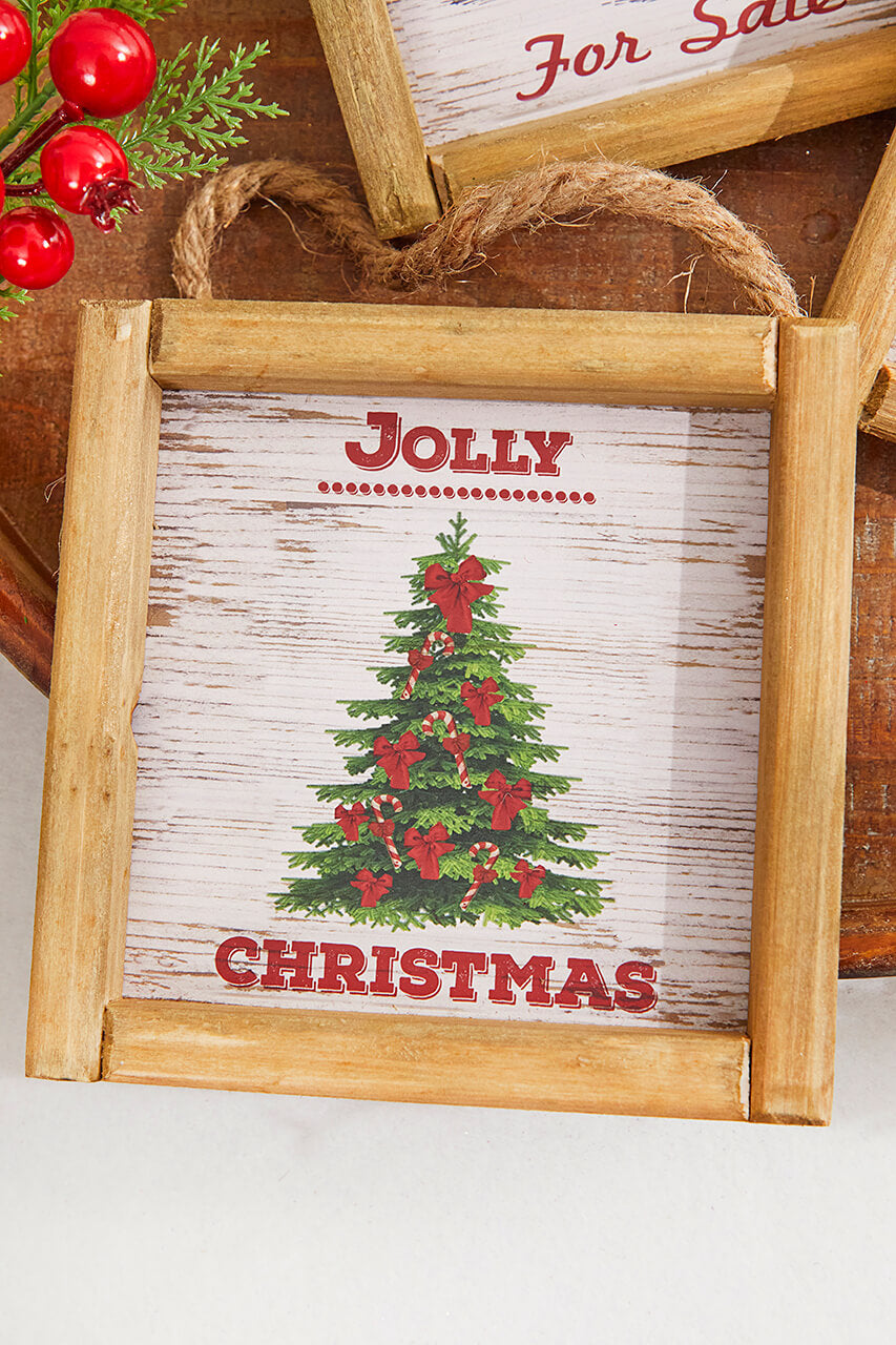 5.5" Wood Holiday Scene Hanging Sign