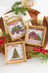 5.5" Wood Holiday Scene Hanging Sign