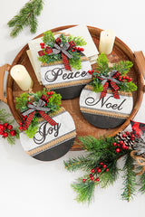 8.5" Wood Holiday Ornament With Bow