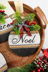 8.5" Wood Holiday Ornament With Bow