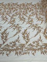 Fashion Beaded Lace With Glitter Mesh Fabric - Hand Beaded Vine Lace, Glitter Mesh, 54" Width (1 Yard)