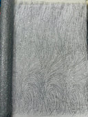 Fashion Glitter Design On A Mesh Lace Polyester Fabric - Glitter Mesh Lace, 54" Width, 36" Length (1 Yard)