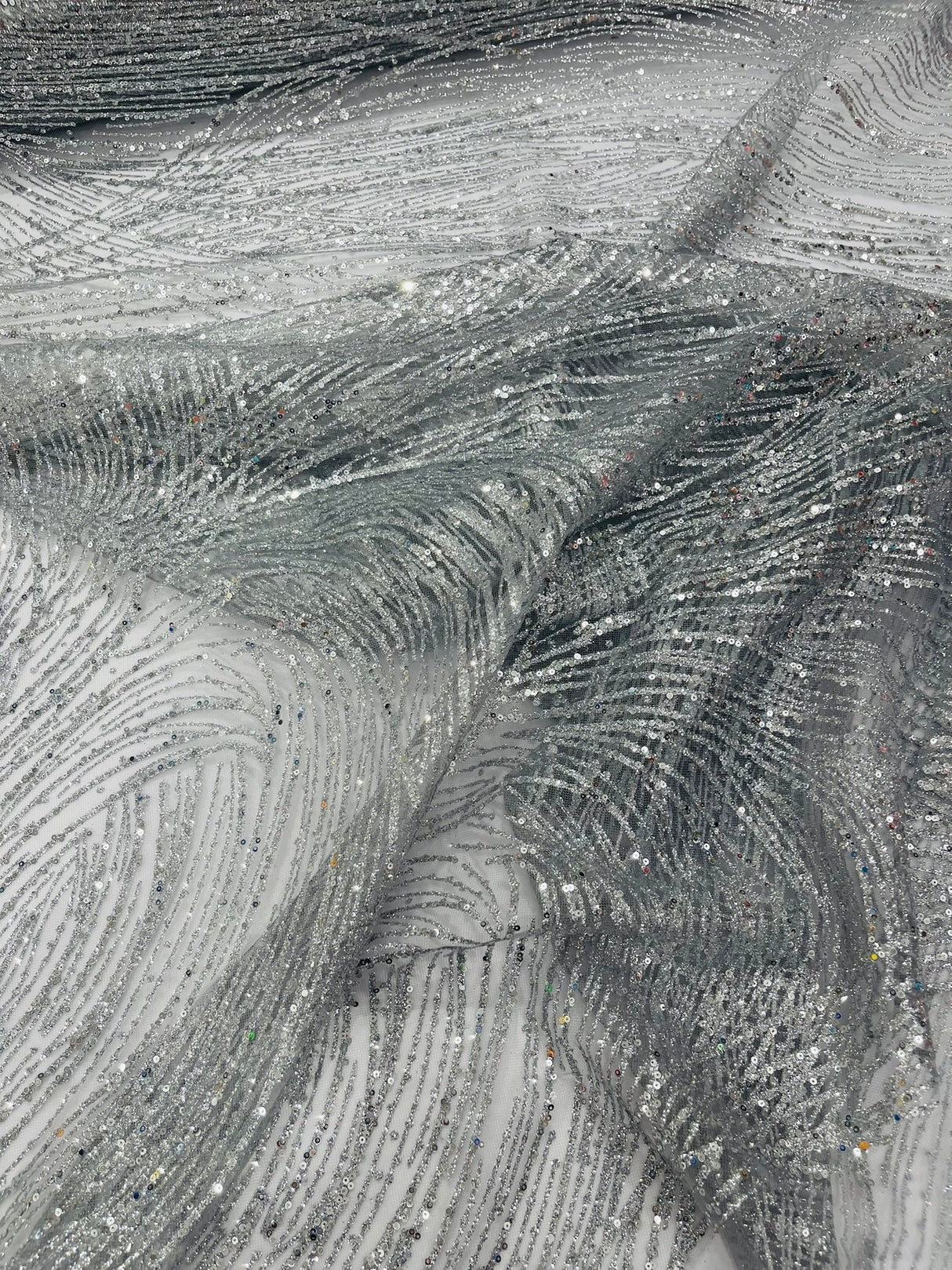 Fashion Glitter Design On A Mesh Lace Polyester Fabric - Glitter Mesh Lace, 54" Width, 36" Length (1 Yard)