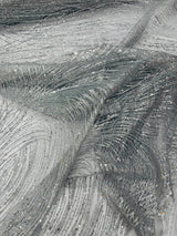 Fashion Glitter Design On A Mesh Lace Polyester Fabric - Glitter Mesh Lace, 54" Width, 36" Length (1 Yard)