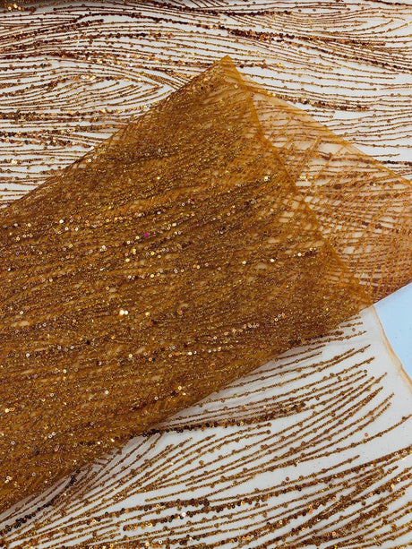Fashion Glitter Design On A Mesh Lace Polyester Fabric - Glitter Mesh Lace, 54" Width, 36" Length (1 Yard)