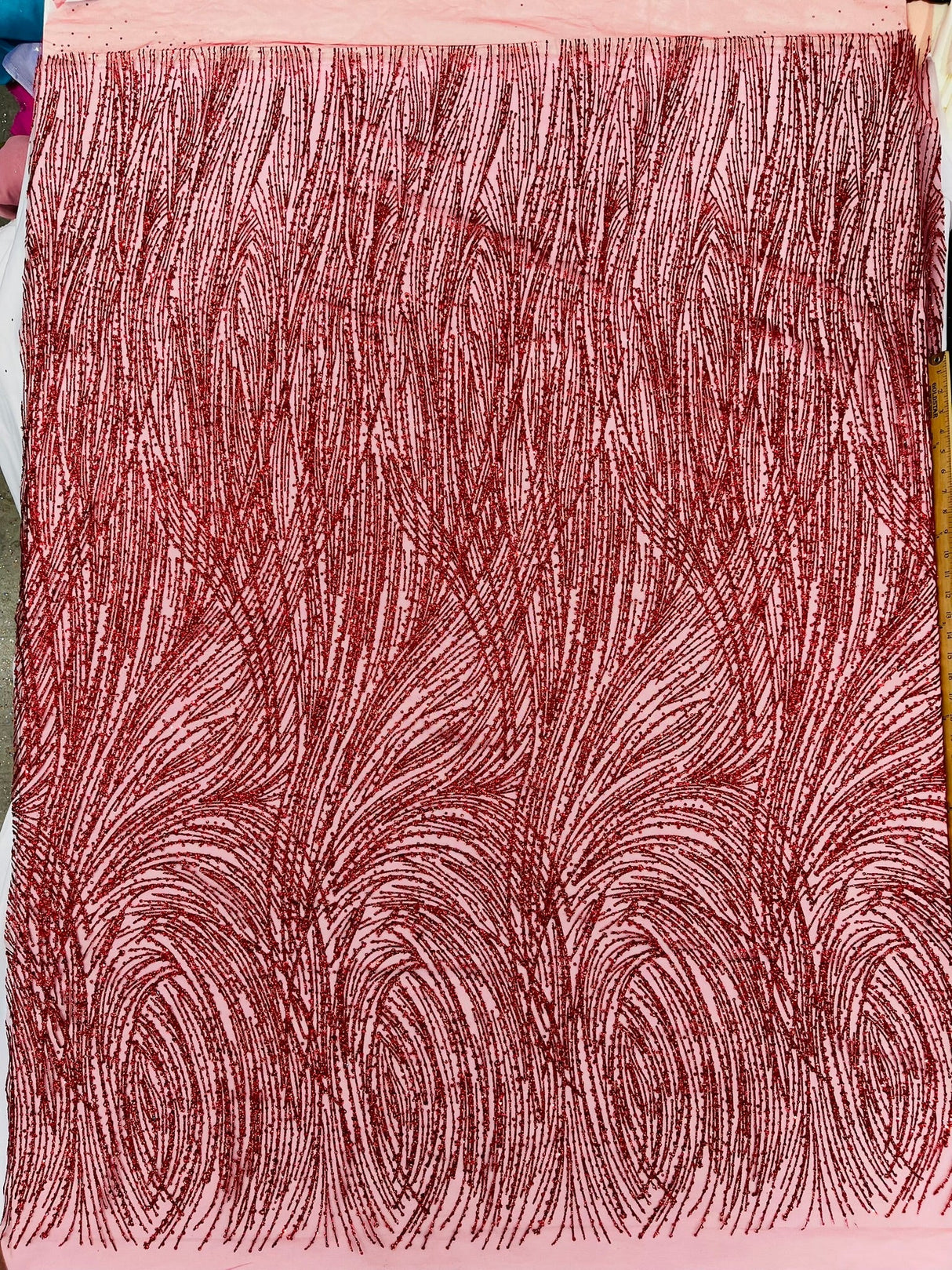 Fashion Glitter Design On A Mesh Lace Polyester Fabric - Glitter Mesh Lace, 54" Width, 36" Length (1 Yard)