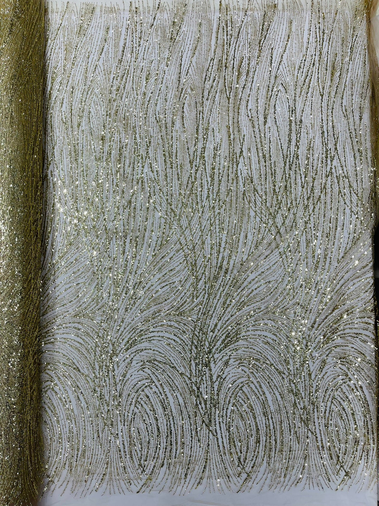 Fashion Glitter Design On A Mesh Lace Polyester Fabric - Glitter Mesh Lace, 54" Width, 36" Length (1 Yard)