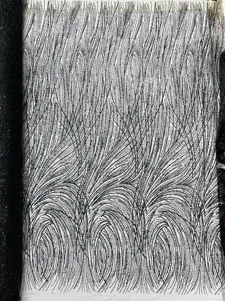 Fashion Glitter Design On A Mesh Lace Polyester Fabric - Glitter Mesh Lace, 54" Width, 36" Length (1 Yard)