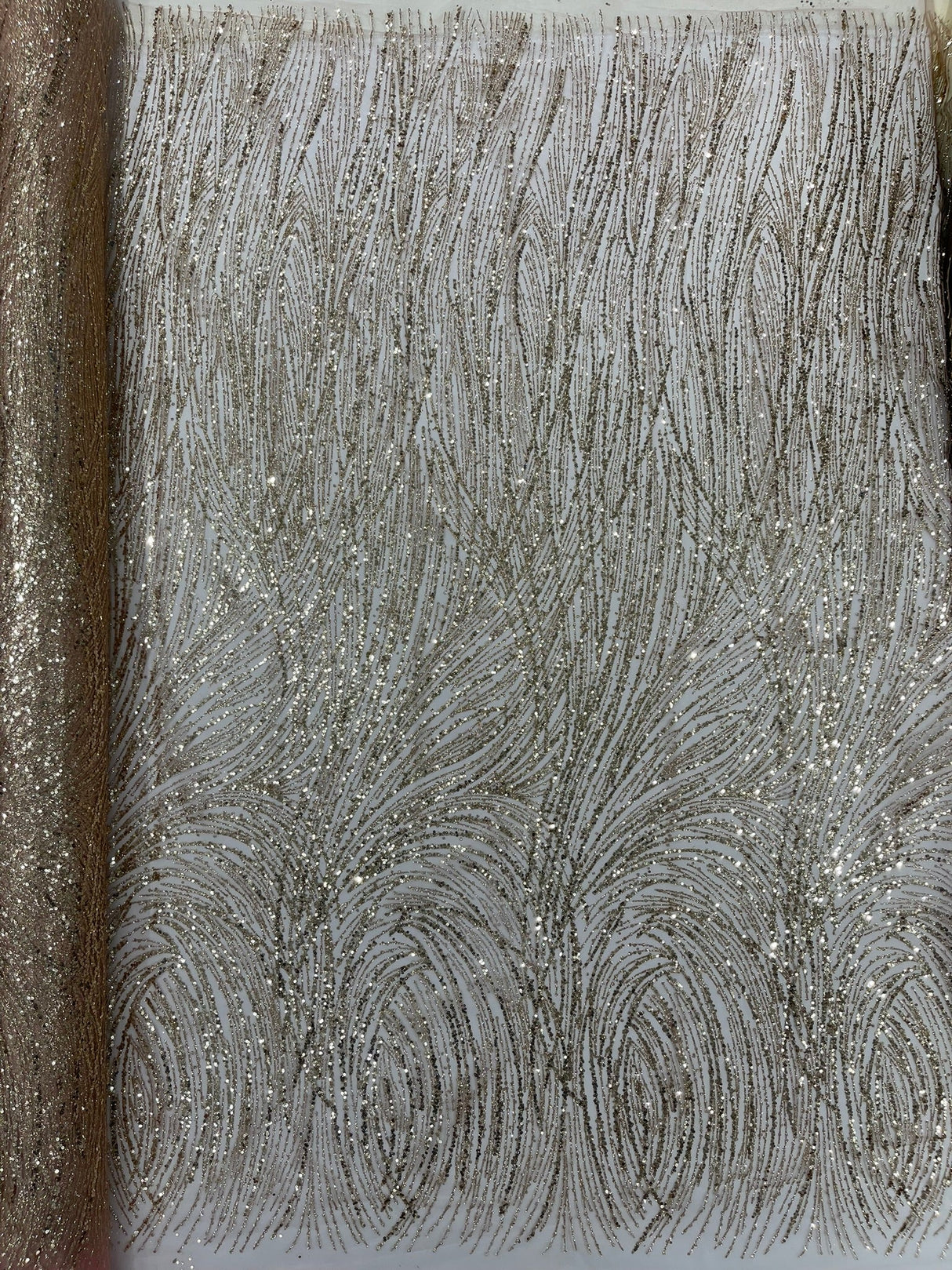 Fashion Glitter Design On A Mesh Lace Polyester Fabric - Glitter Mesh Lace, 54" Width, 36" Length (1 Yard)