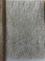 Fashion Glitter Design On A Mesh Lace Polyester Fabric - Glitter Mesh Lace, 54" Width, 36" Length (1 Yard)