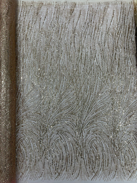 Fashion Glitter Design On A Mesh Lace Polyester Fabric - Glitter Mesh Lace, 54" Width, 36" Length (1 Yard)