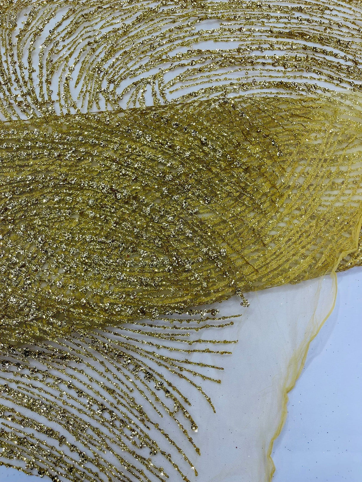 Fashion Glitter Design On A Mesh Lace Polyester Fabric - Glitter Mesh Lace, 54" Width, 36" Length (1 Yard)