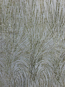 Fashion Glitter Design On A Mesh Lace Polyester Fabric - Glitter Mesh Lace, 54" Width, 36" Length (1 Yard)