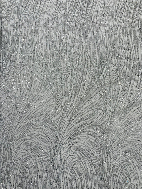 Fashion Glitter Design On A Mesh Lace Polyester Fabric - Glitter Mesh Lace, 54" Width, 36" Length (1 Yard)