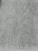 Fashion Glitter Design On A Mesh Lace Polyester Fabric - Glitter Mesh Lace, 54" Width, 36" Length (1 Yard)