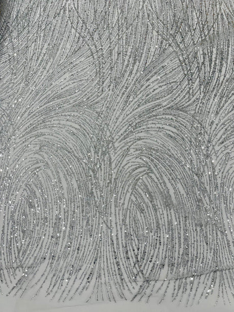 Fashion Glitter Design On A Mesh Lace Polyester Fabric - Glitter Mesh Lace, 54" Width, 36" Length (1 Yard)