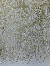 Fashion Glitter Design On A Mesh Lace Polyester Fabric - Glitter Mesh Lace, 54" Width, 36" Length (1 Yard)