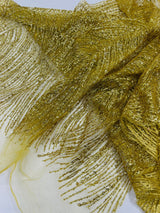 Fashion Glitter Design On A Mesh Lace Polyester Fabric - Glitter Mesh Lace, 54" Width, 36" Length (1 Yard)