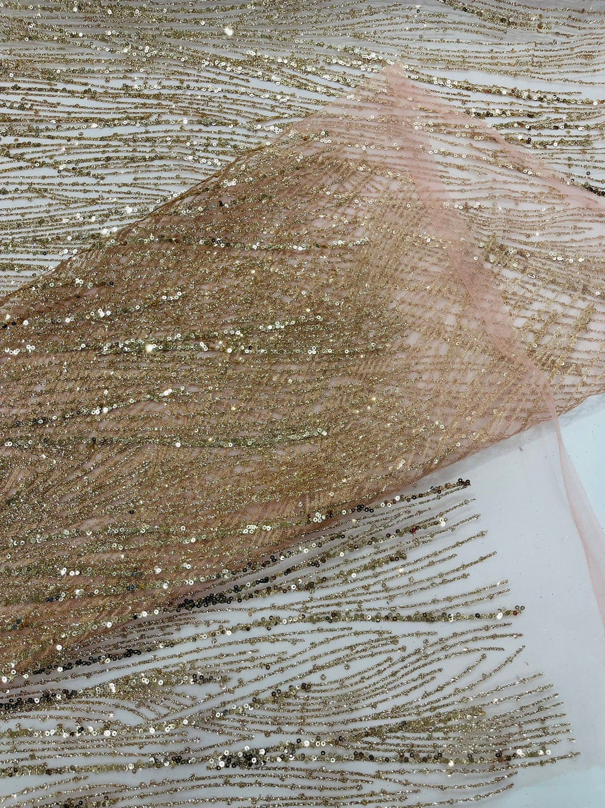 Fashion Glitter Design On A Mesh Lace Polyester Fabric - Glitter Mesh Lace, 54" Width, 36" Length (1 Yard)