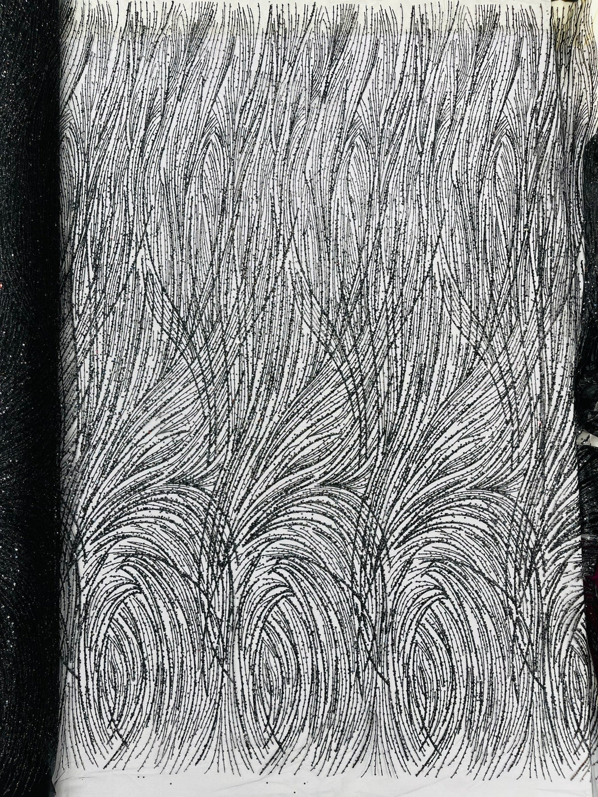 Fashion Glitter Design On A Mesh Lace Polyester Fabric - Glitter Mesh Lace, 54" Width, 36" Length (1 Yard)