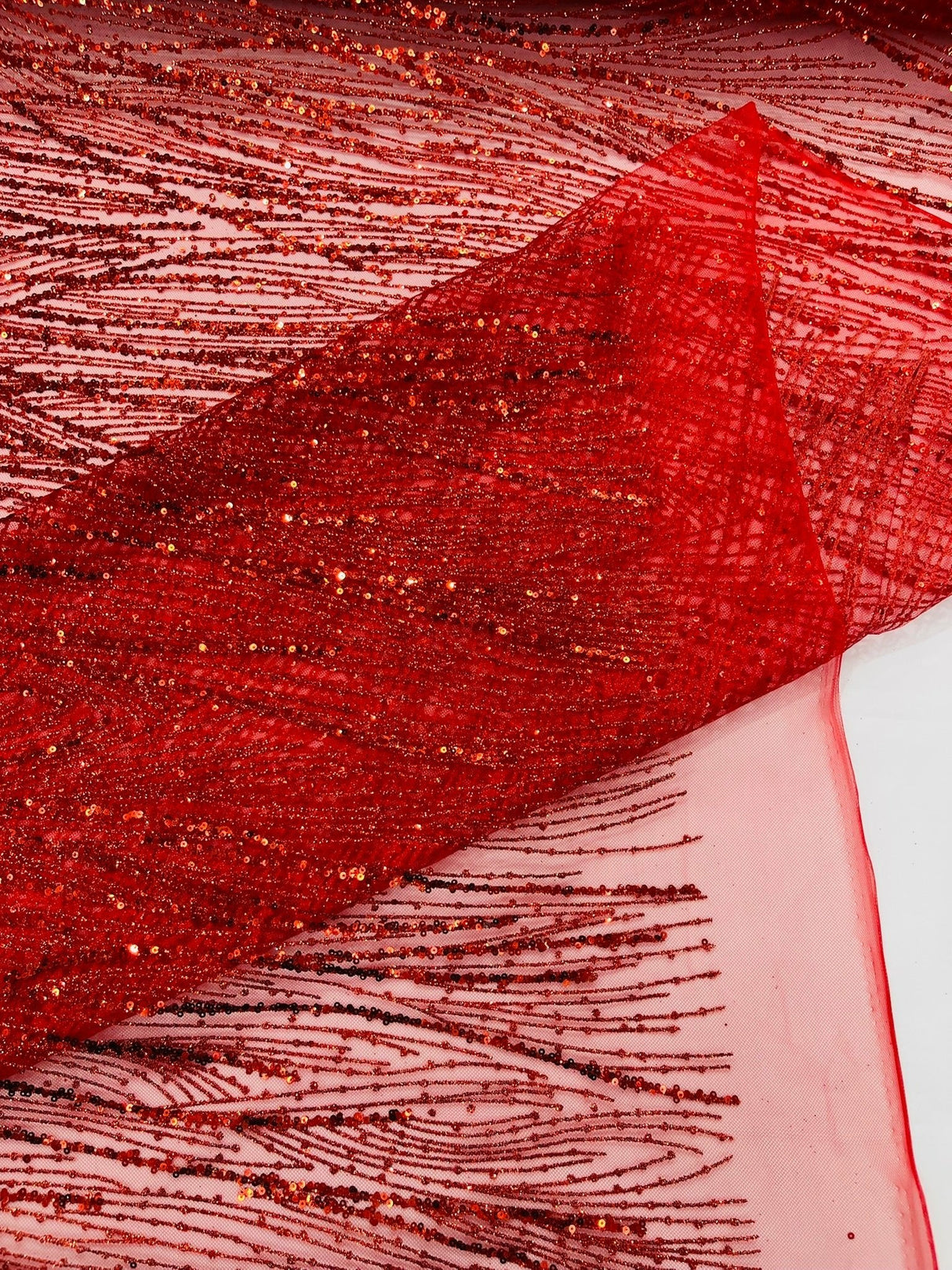 Fashion Glitter Design On A Mesh Lace Polyester Fabric - Glitter Mesh Lace, 54" Width, 36" Length (1 Yard)