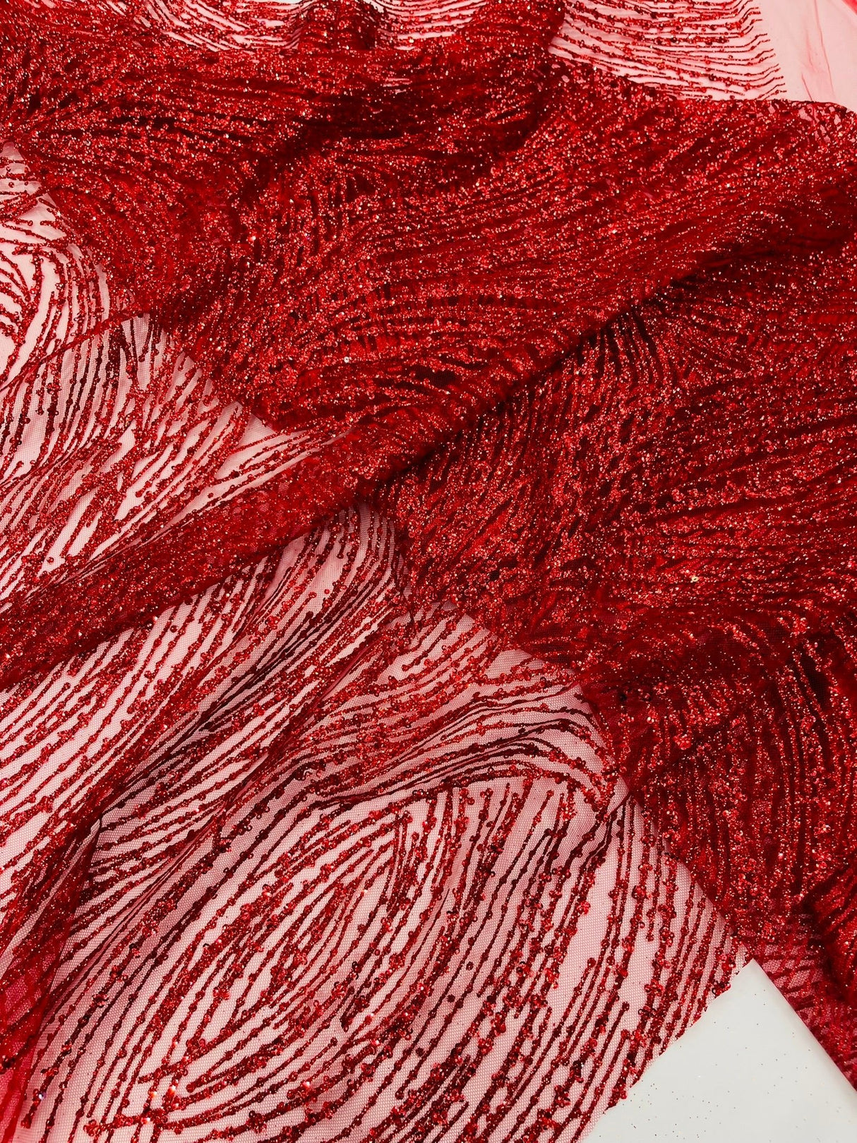Fashion Glitter Design On A Mesh Lace Polyester Fabric - Glitter Mesh Lace, 54" Width, 36" Length (1 Yard)