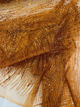 Fashion Glitter Design On A Mesh Lace Polyester Fabric - Glitter Mesh Lace, 54" Width, 36" Length (1 Yard)