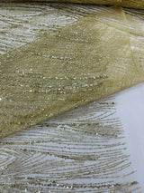 Fashion Glitter Design On A Mesh Lace Polyester Fabric - Glitter Mesh Lace, 54" Width, 36" Length (1 Yard)