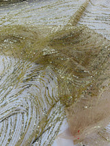 Fashion Glitter Design On A Mesh Lace Polyester Fabric - Glitter Mesh Lace, 54" Width, 36" Length (1 Yard)