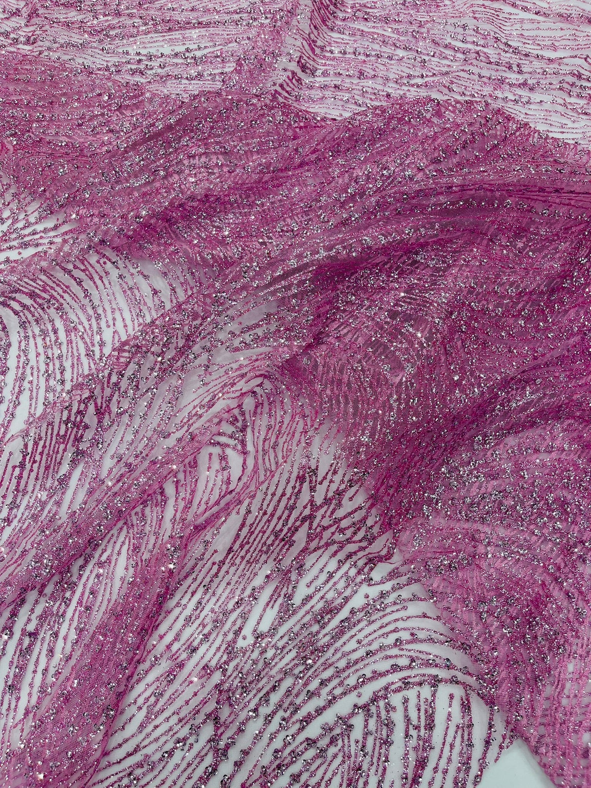 Fashion Glitter Design On A Mesh Lace Polyester Fabric - Glitter Mesh Lace, 54" Width, 36" Length (1 Yard)